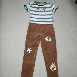 Hot Topic Disney Chip N Dale Corduroy Mom Jeans Sz 1 Striped Top XS